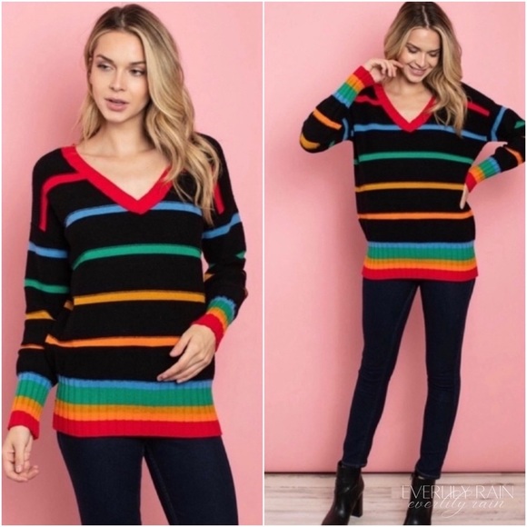 Colorful Striped Ribbed Knit Sweater - Picture 8 of 12
